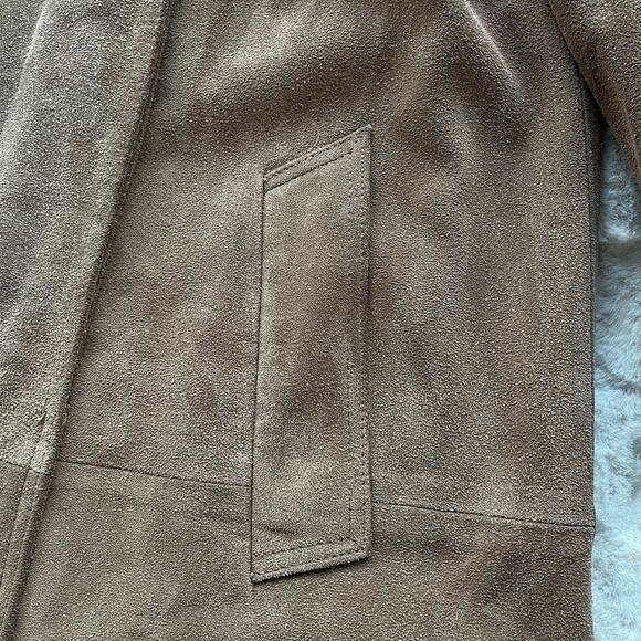 🔥Vintage ILGWU USA Made Brown Suede Leather Distressed Duster Jacket Coat XS-S - Picture 10 of 15